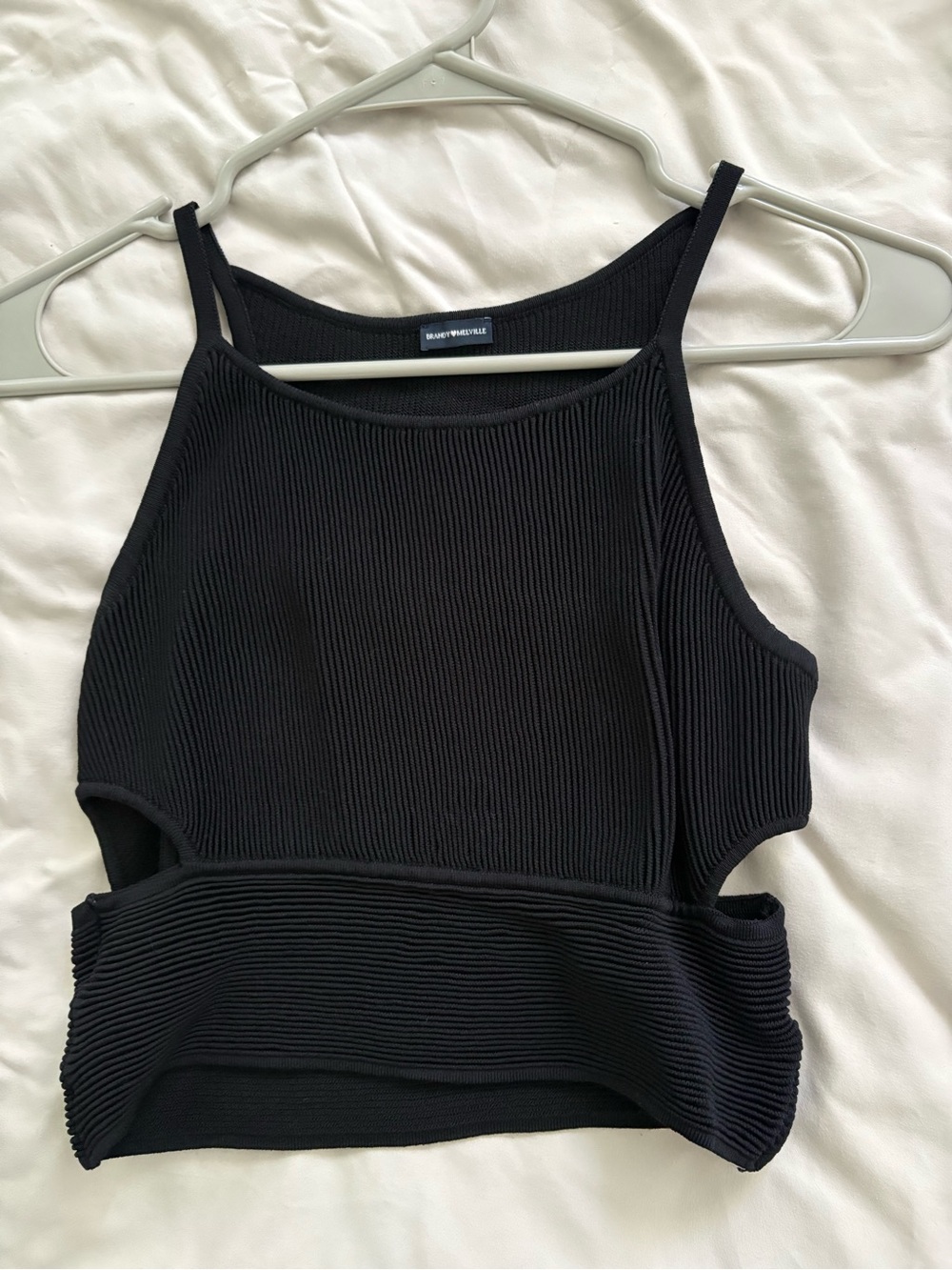 Brandy Melville Black Ribbed Cutout Camisole